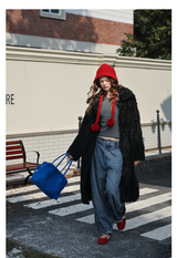 Black Plush Fur Coat