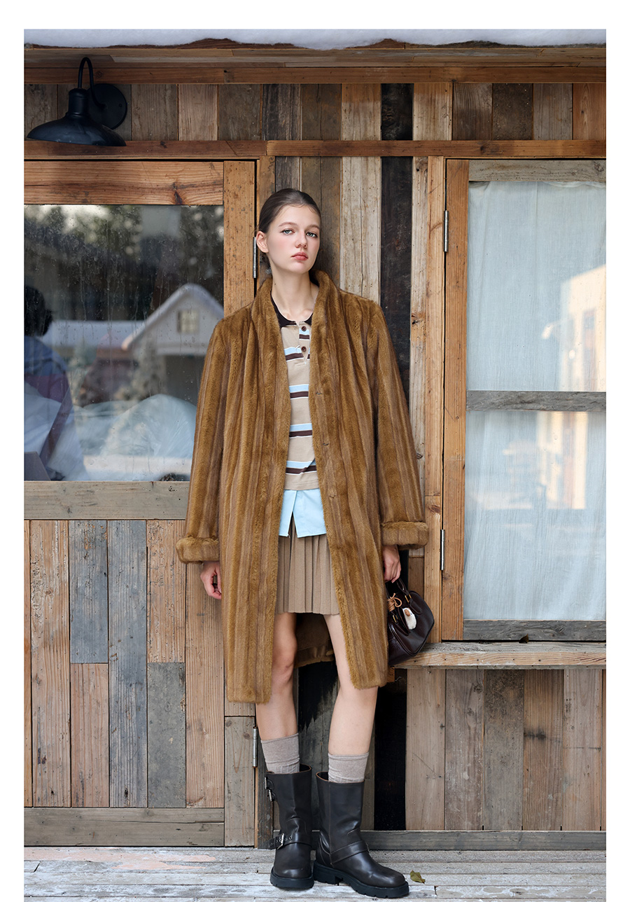 Caramel Silky Fur Coat