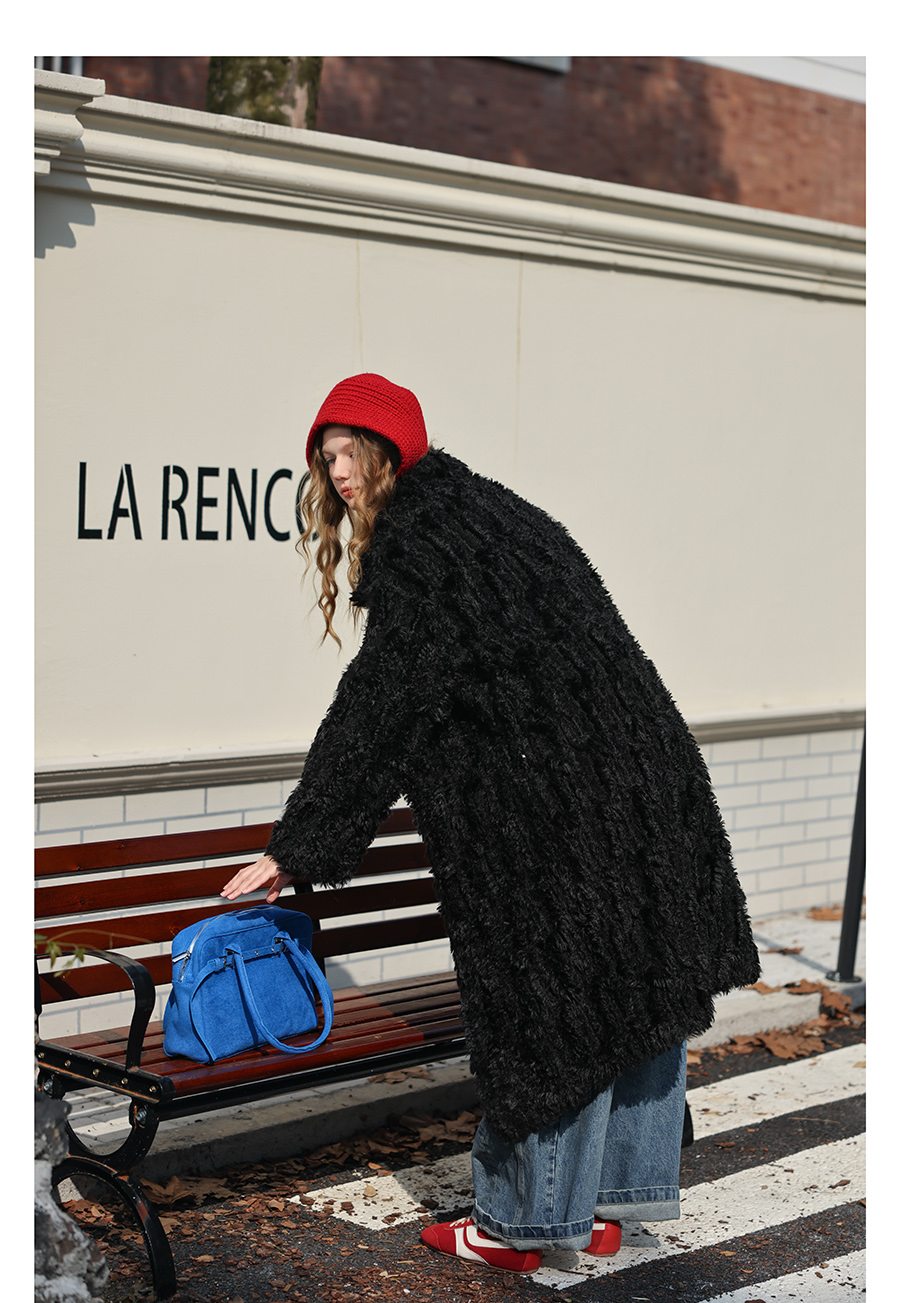 Black Plush Fur Coat