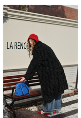 Black Plush Fur Coat