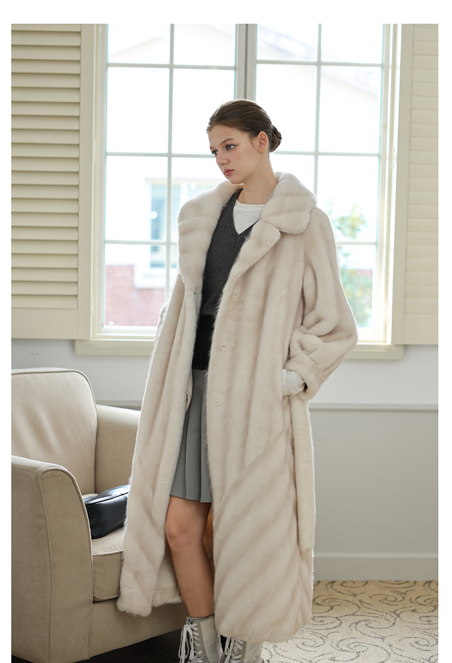 Faux-Mink Belted White