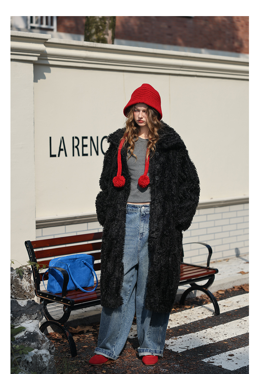 Black Plush Fur Coat