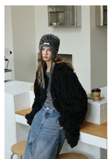Black Faux-Lamb Coat