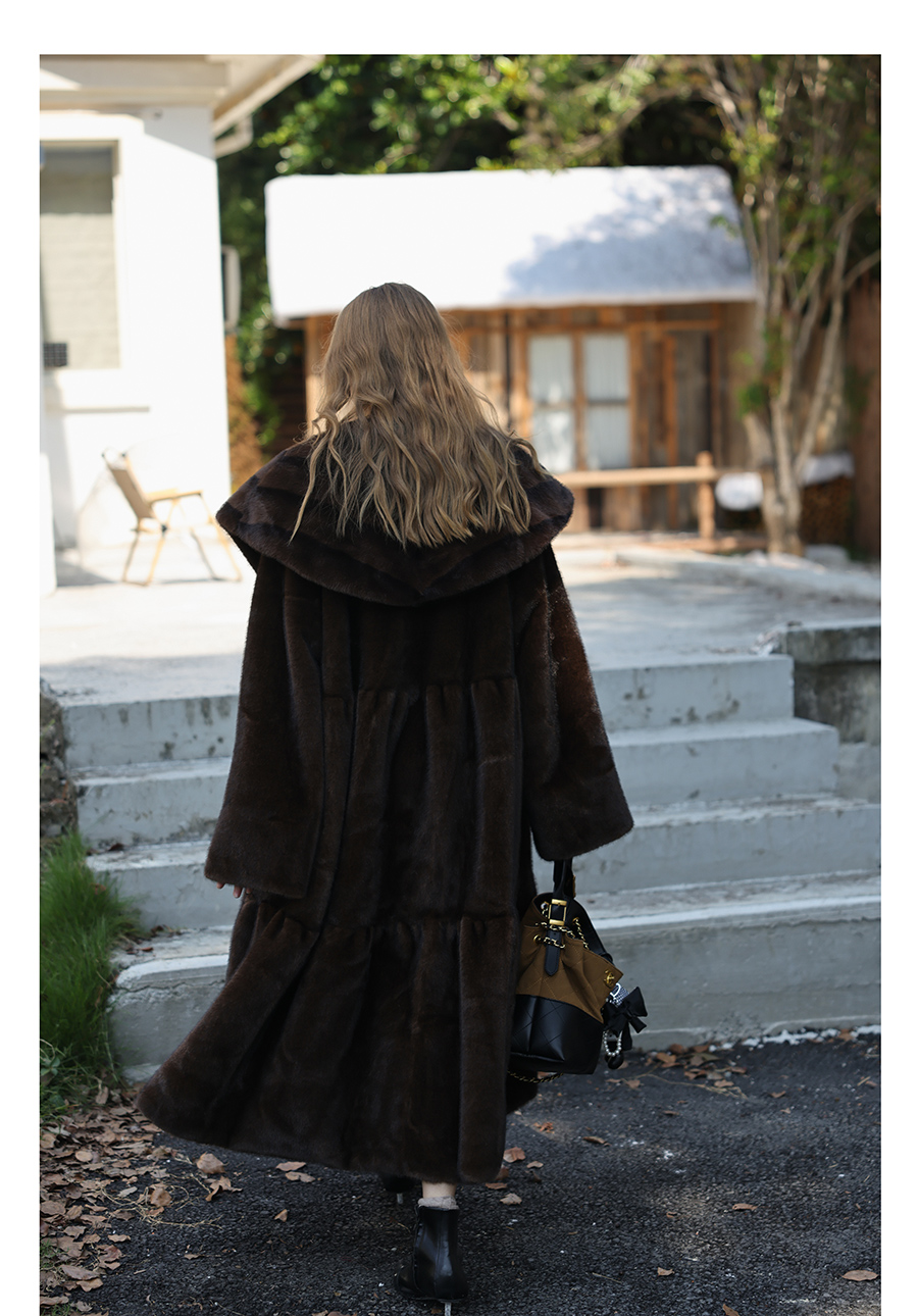 Vintage Faux-Mink Long Coat
