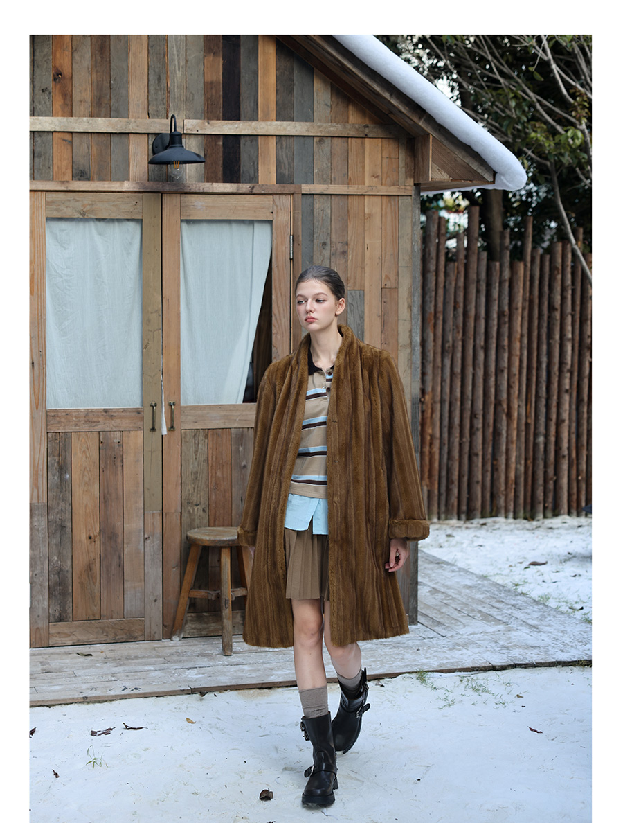 Caramel Silky Fur Coat