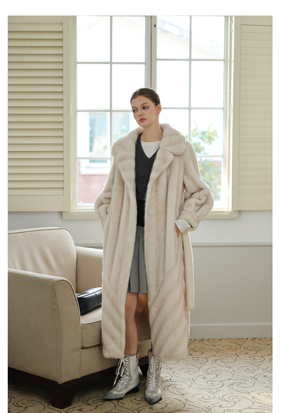 Faux-Mink Belted White