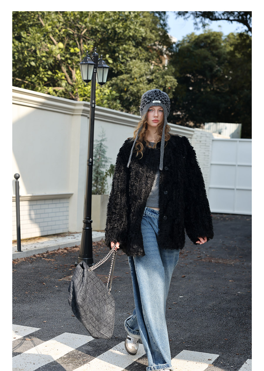 Black Faux-Lamb Coat