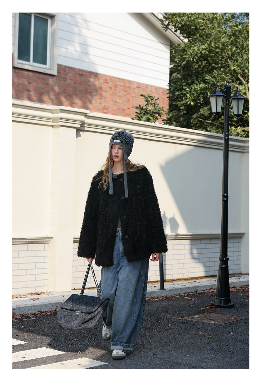 Black Faux-Lamb Coat