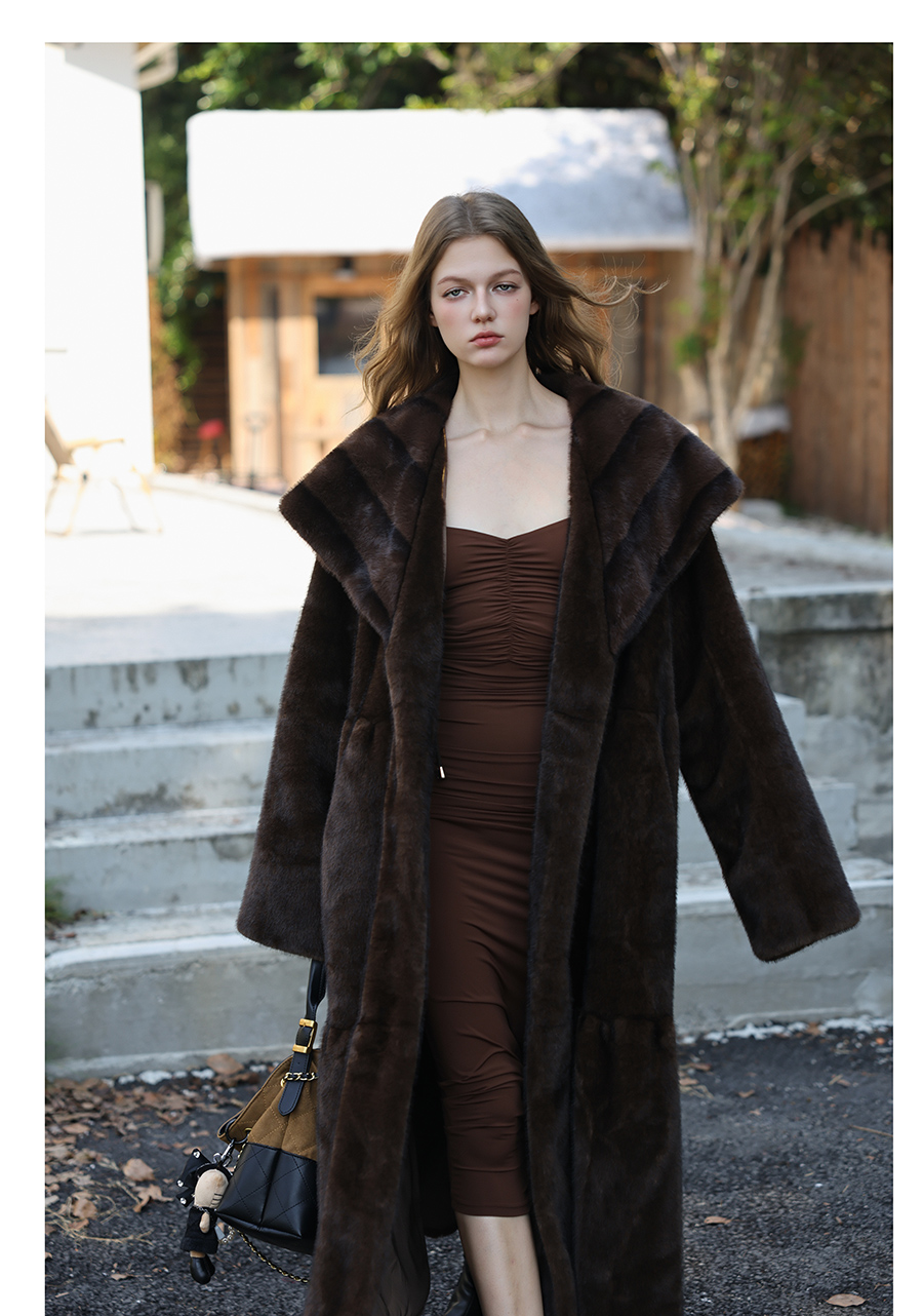 Vintage Faux-Mink Long Coat