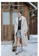 Faux-Mink Belted White
