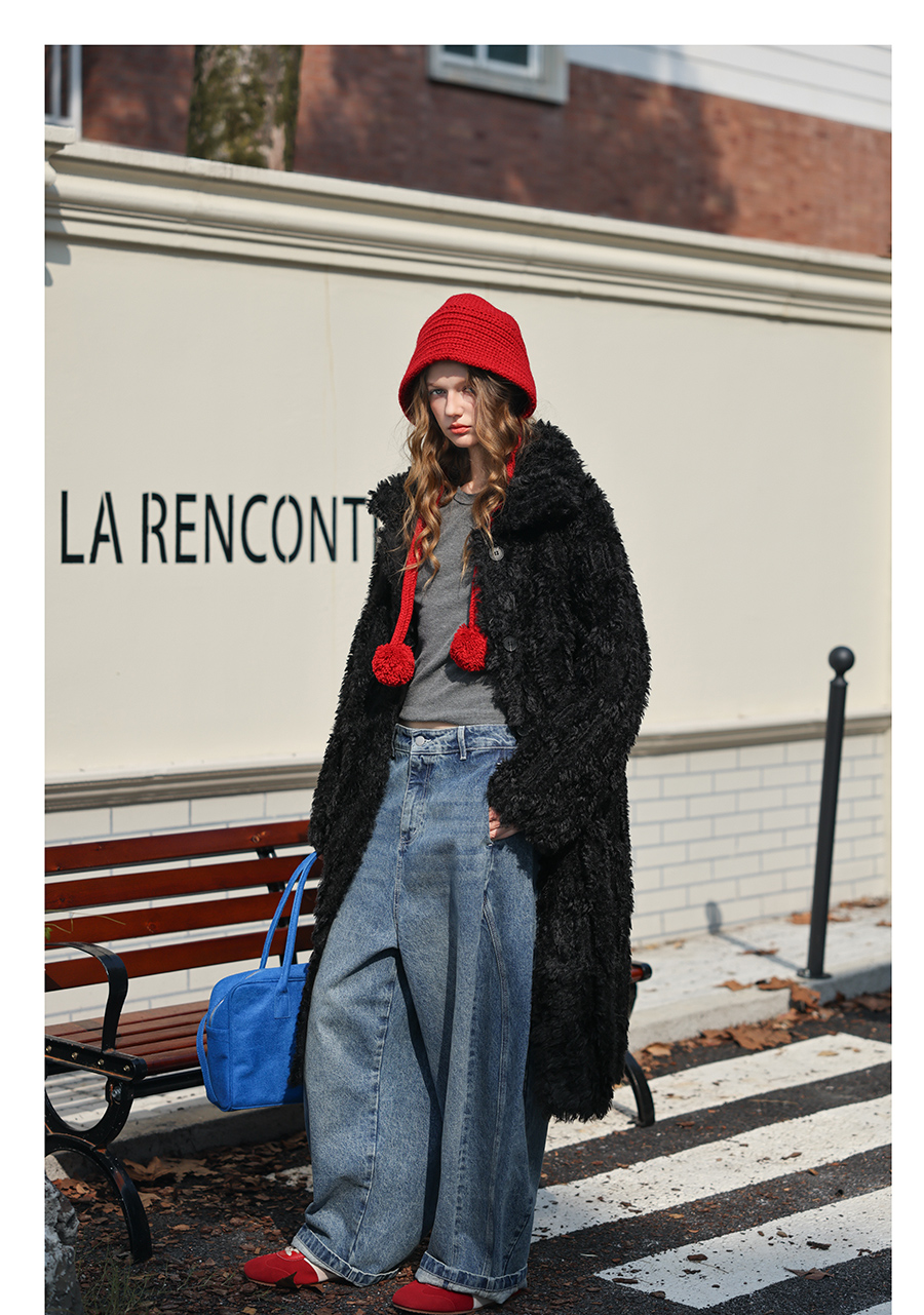 Black Plush Fur Coat