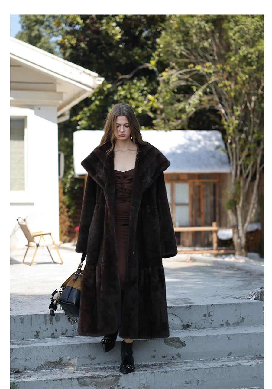 Vintage Faux-Mink Long Coat