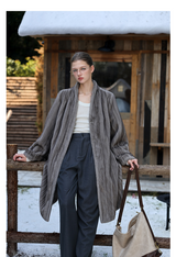 Taupe Silky Fur Coat