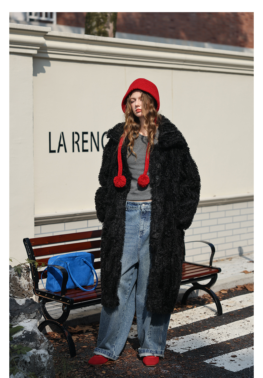 Black Plush Fur Coat