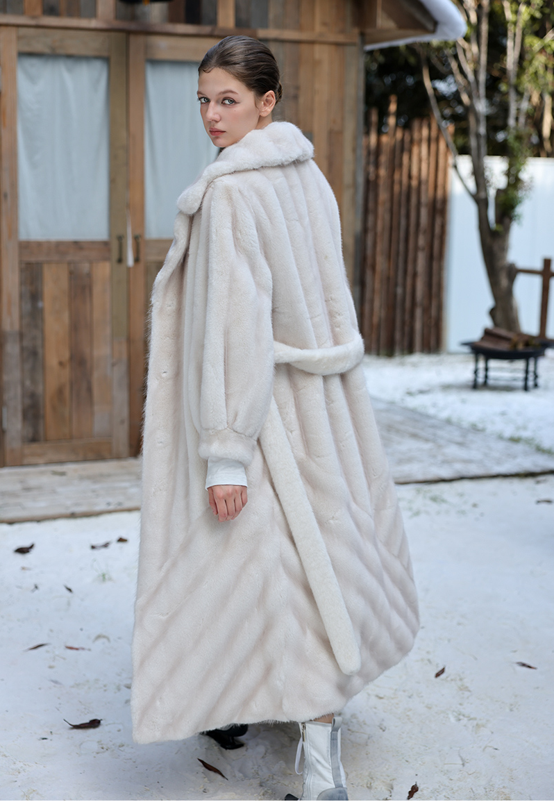 Faux-Mink Belted White
