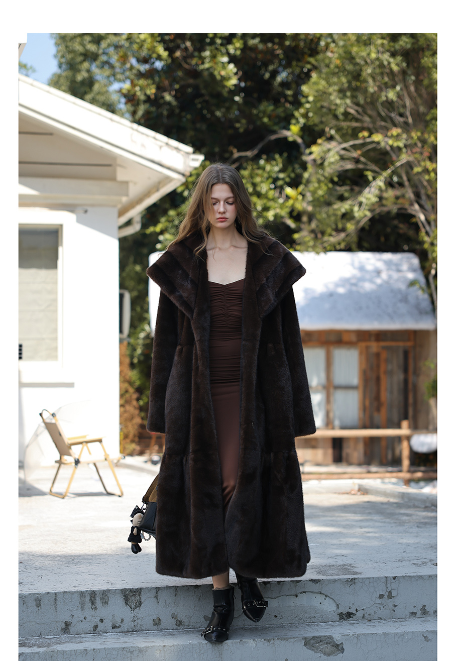 Vintage Faux-Mink Long Coat