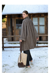 Taupe Silky Fur Coat