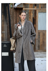 Taupe Silky Fur Coat