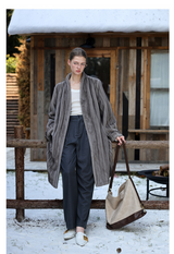 Taupe Silky Fur Coat