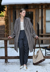 Taupe Silky Fur Coat