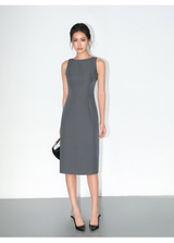 Clean Fit Tailored Midi Dress - Grey
