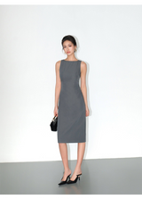 Clean Fit Tailored Midi Dress - Grey