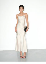 Smooth Drape Satin Dress - Champagne