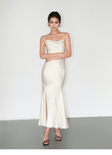 Smooth Drape Satin Dress - Champagne