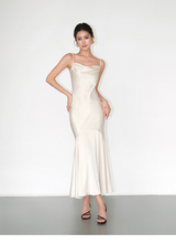 Smooth Drape Satin Dress - Champagne