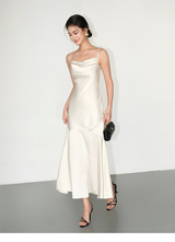 Smooth Drape Satin Dress - Champagne