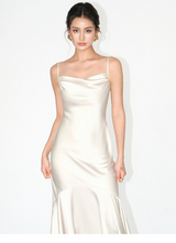 Smooth Drape Satin Dress - Champagne
