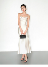 Smooth Drape Satin Dress - Champagne