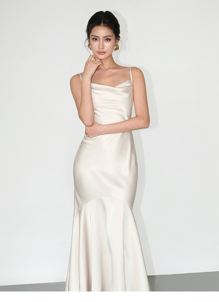Smooth Drape Satin Dress - Champagne