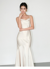 Smooth Drape Satin Dress - Champagne