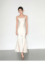 Smooth Drape Satin Dress - Champagne