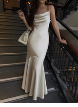 Smooth Drape Satin Dress - Champagne