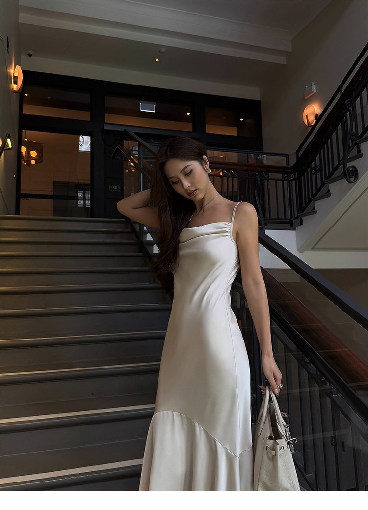 Smooth Drape Satin Dress - Champagne
