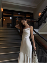 Smooth Drape Satin Dress - Champagne