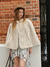 Light Beige Faux-Mink Cape
