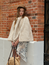 Light Beige Faux-Mink Cape