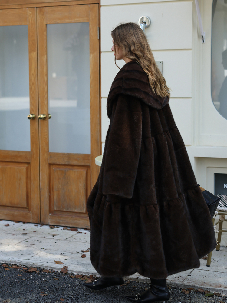 Vintage Faux-Mink Long Coat