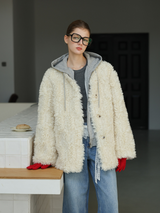 White Faux-Lamb Coat