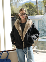 Reversible Fur Hooded - Oatmeal