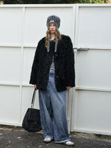 Black Faux-Lamb Coat