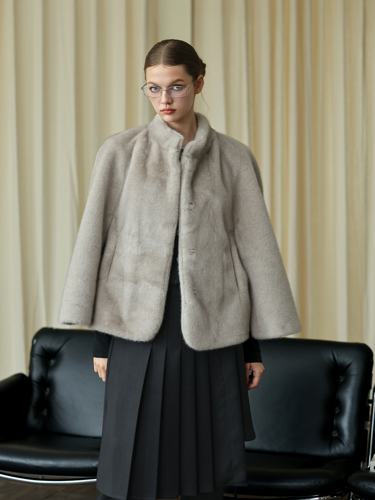 Light Gray Faux-Mink Cape