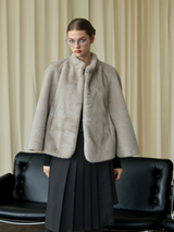 Light Gray Faux-Mink Cape