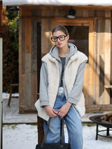 Cream Fur Stand Collar Vest