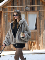 Reversible Fur Hooded - Oatmeal