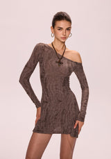 Slanted Shoulder Mini Dress