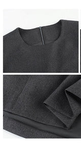 Structured Flare Mini Dress - Black
